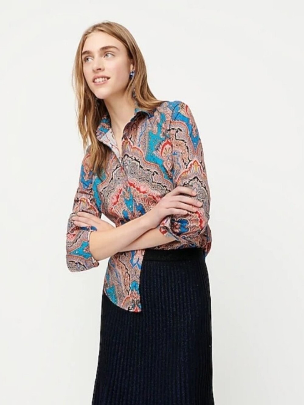 J Crew NWT Slim Perfect Shirt in Ratti® Mediterranean Paisley